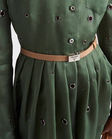 prada green silk dress|Green Organza Dress With Grommet Embellishment .